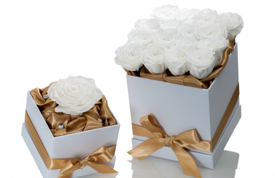 Forever-White-Rose-in-a-Square-Box