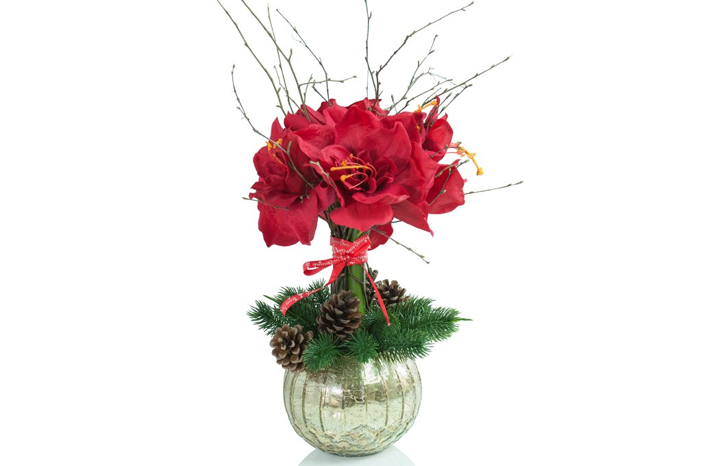 Winter Silk Amaryllis arrangement  Preserved Floral Arrangements