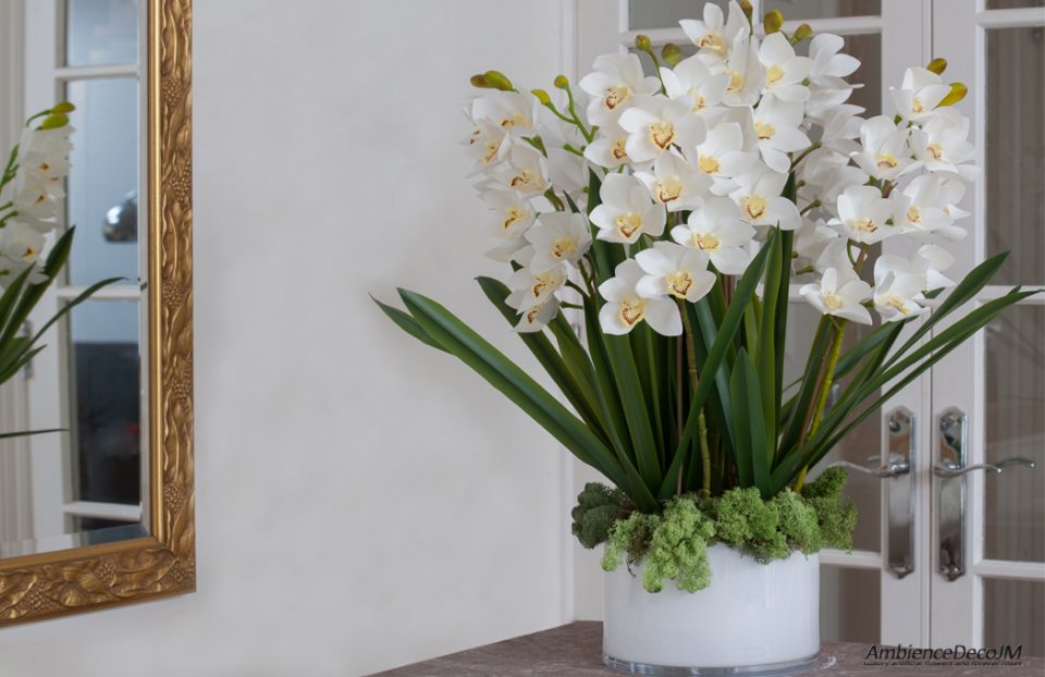luxury lifelike cymbidium orchid arrangement