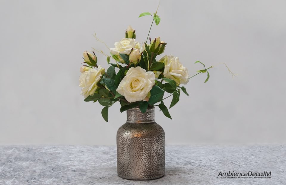 Luxury real touch roses in vase