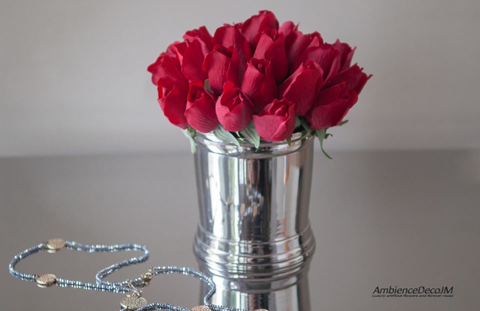 Real touch flower arrangement in vase