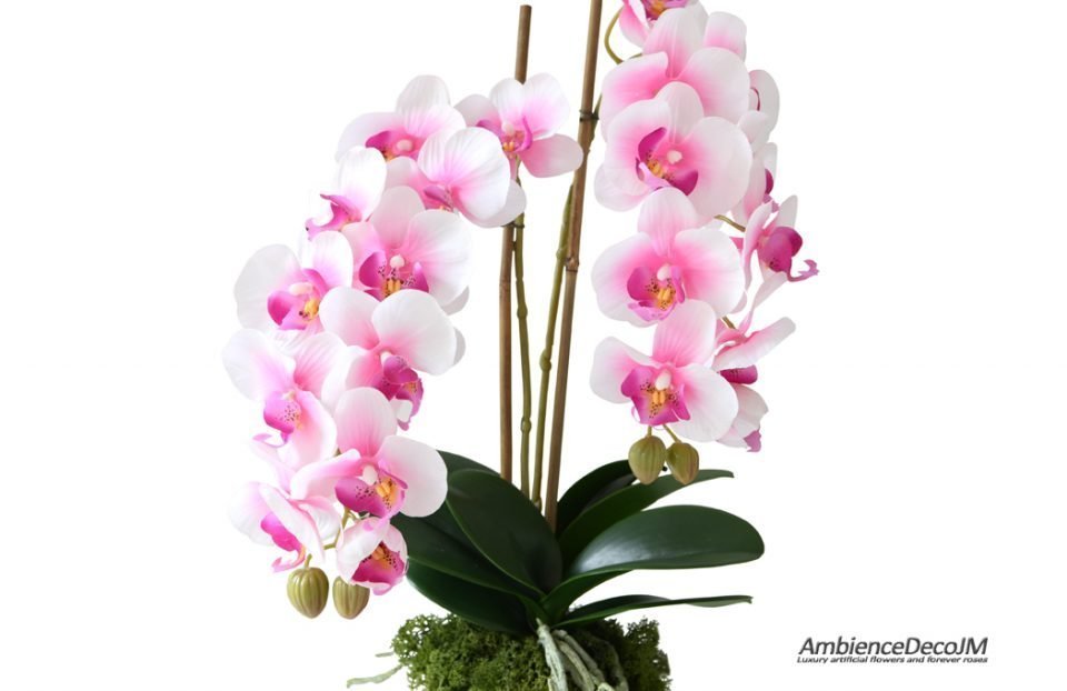 Real touch pink orchid centerpiece